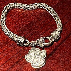 Silver Chain Bracelet with Clemson Mascot Charm